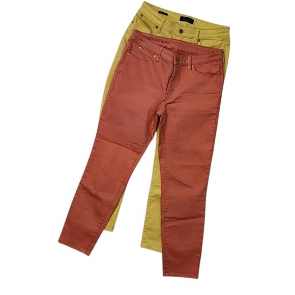 2 PAIRS TALBOTS WOMEN PANTS SZ 6 JEANS DENIM YELLOW PINK COLORFUL COASTAL SPRING - Picture 1 of 7